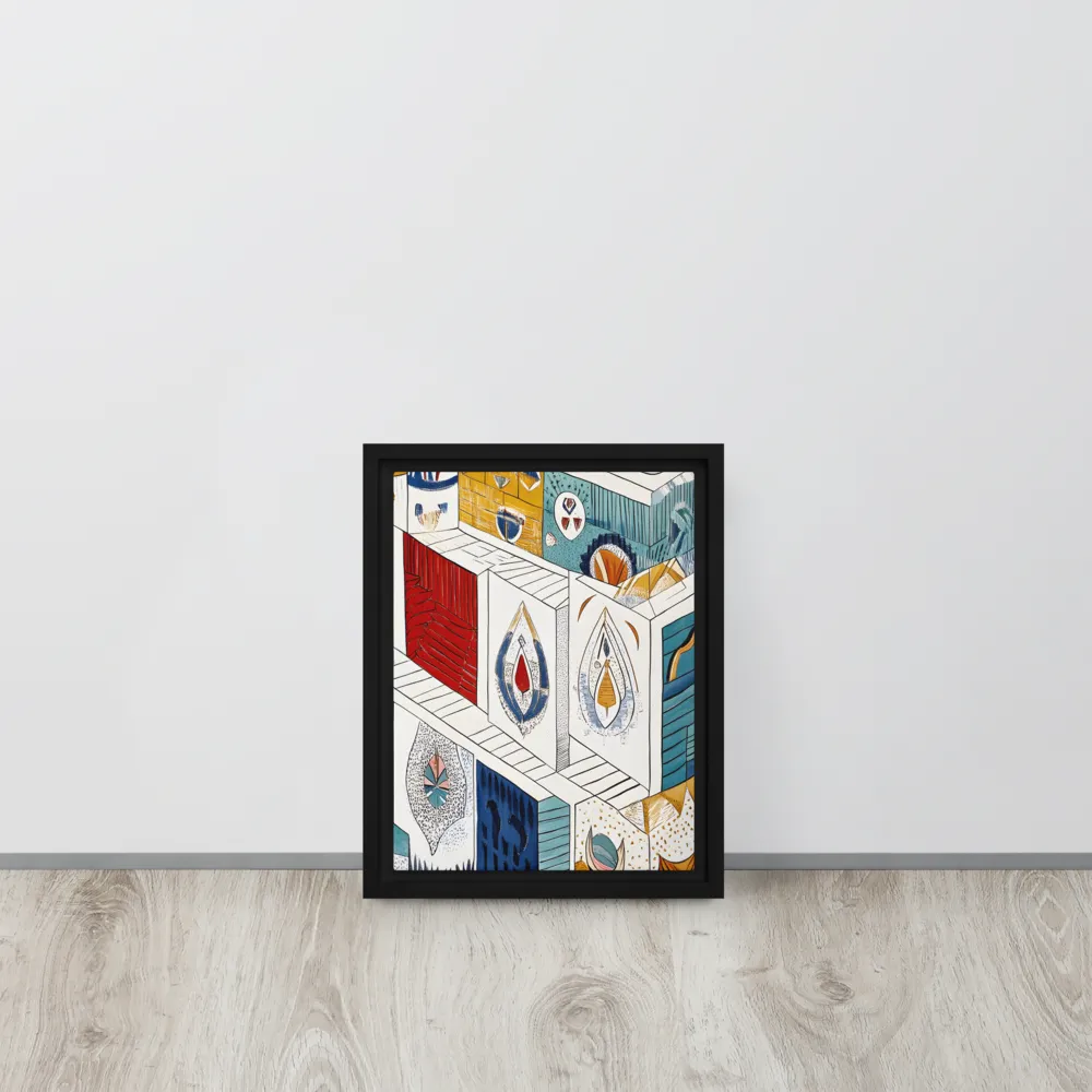 Symphony of Geometric Harmony | Canvas with Black Frame | 9″×12″