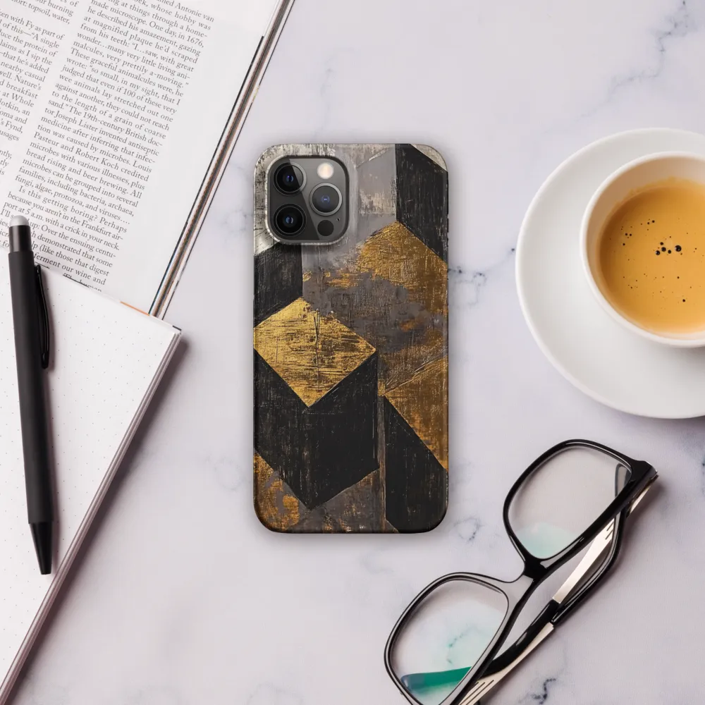 Geometric Harmony in Gold and Black | Phone Case |  12 Pro Max | Snap Case | Matte