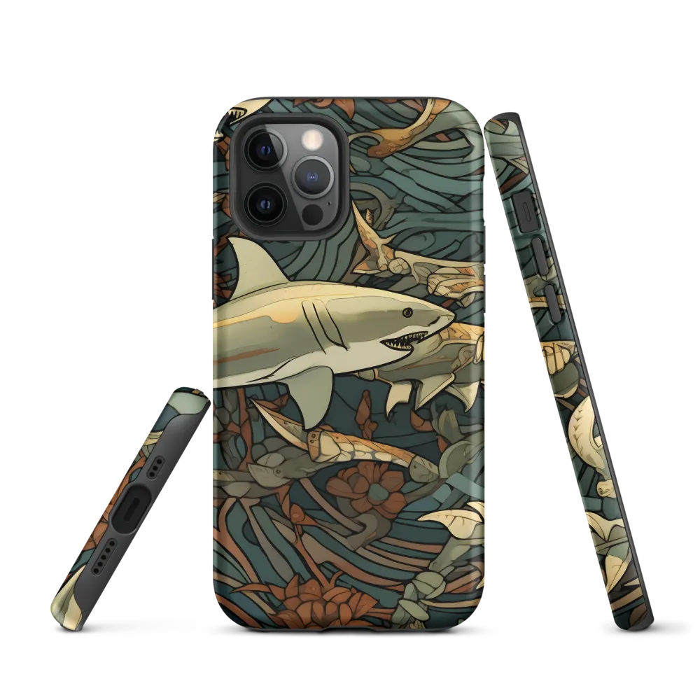 Dynamic Harmony of Sharks and Flora | Phone Case |  12 Pro | Tough Case | Matte