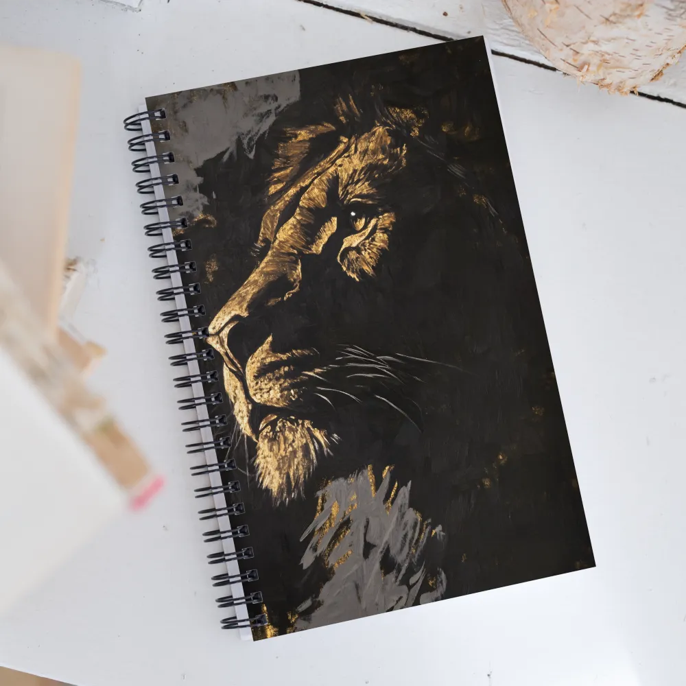 Majestic Gaze: The Golden Lion | Spiral Notebook