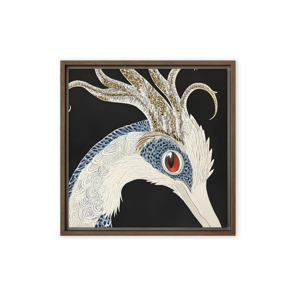 Elegance of the Majestic Peacock | Canvas with Brown Frame | 16″×16″