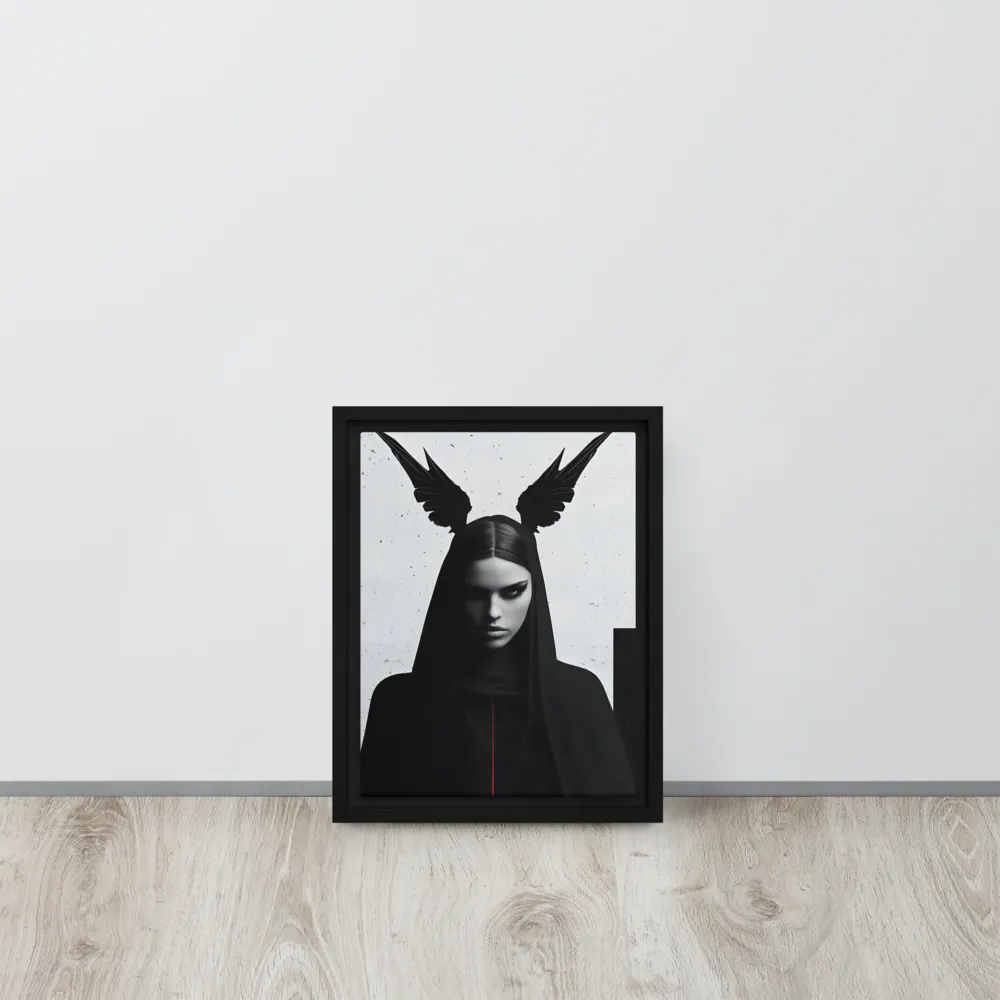 Whispers of Darkness | Canvas with Black Frame | 9″×12″