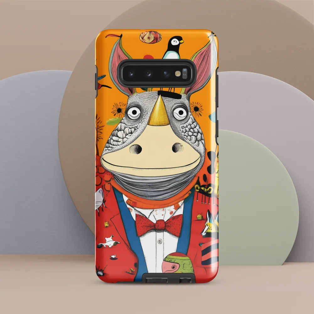 Whimsical Rhinoceros: A Playful Encounter | Phone Case |  S10 Plus | Tough Case | Glossy