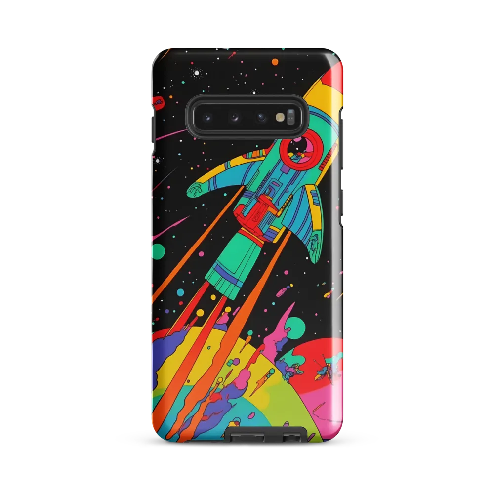 Cosmic Voyage: The Neon Lift-Off | Phone Case |  S10 Plus | Tough Case | Glossy