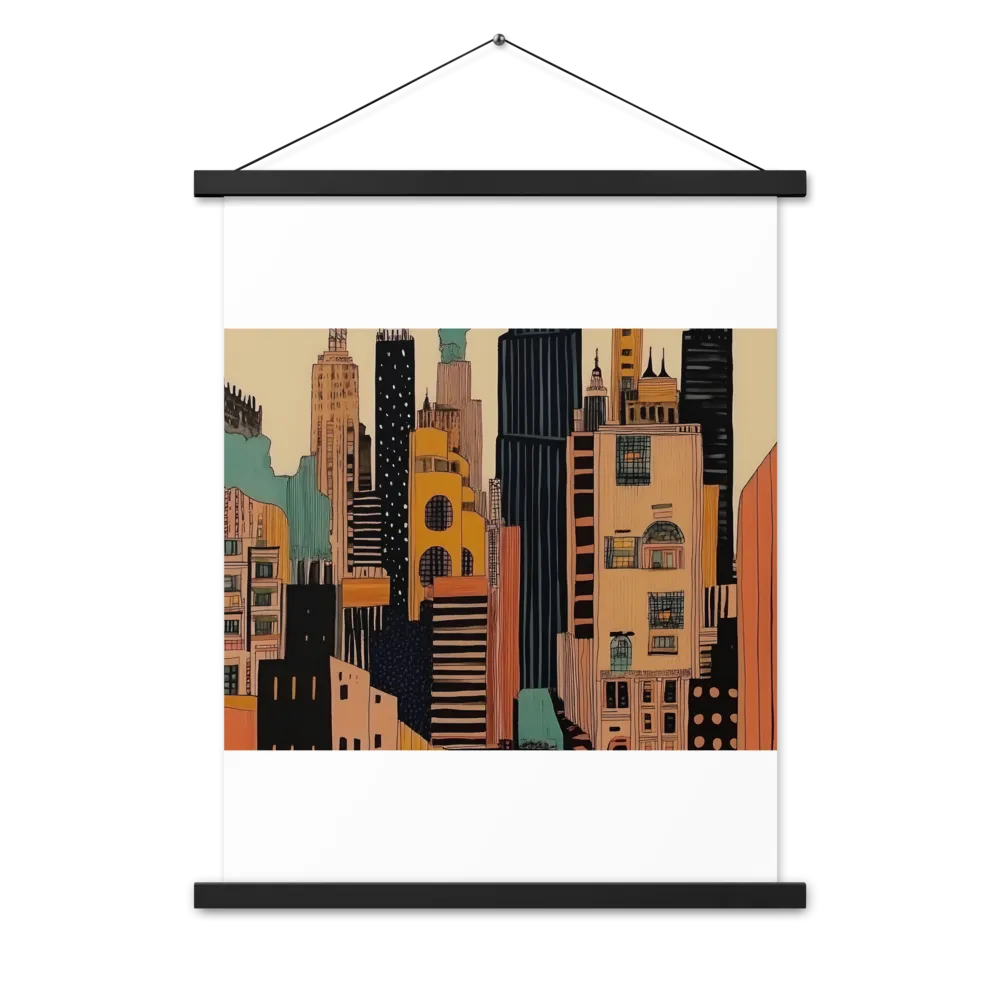 Urban Symphony in Ink | Poster With Black Wood Hanger | 18″×24″