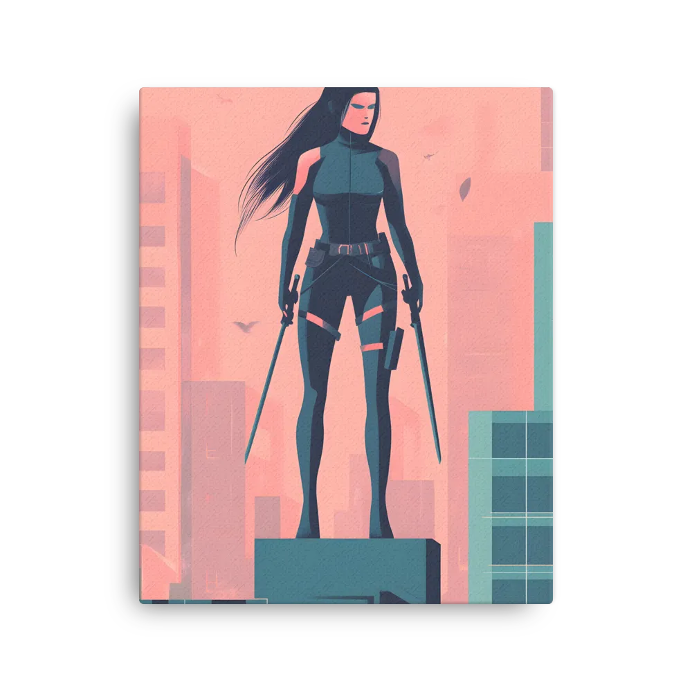 Urban Sentinel: A Warrior's Stand | Thin Canvas | 16″×20″