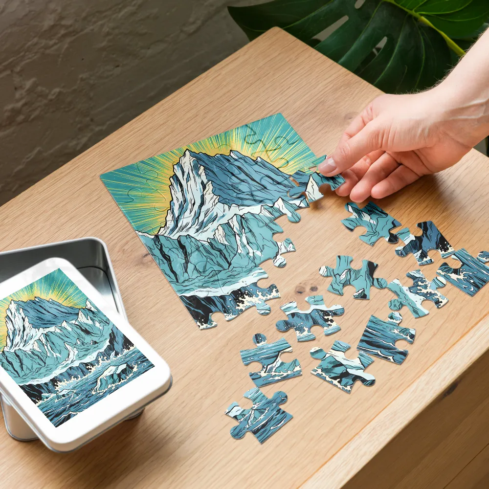 Glacial Sunburst 
 Jigsaw Puzzle in Tin Box