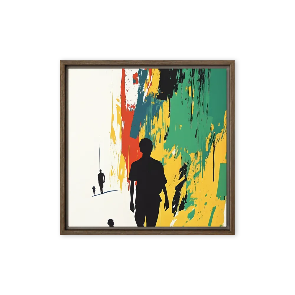 Journey of Silhouettes | Canvas with Brown Frame | 16″×16″