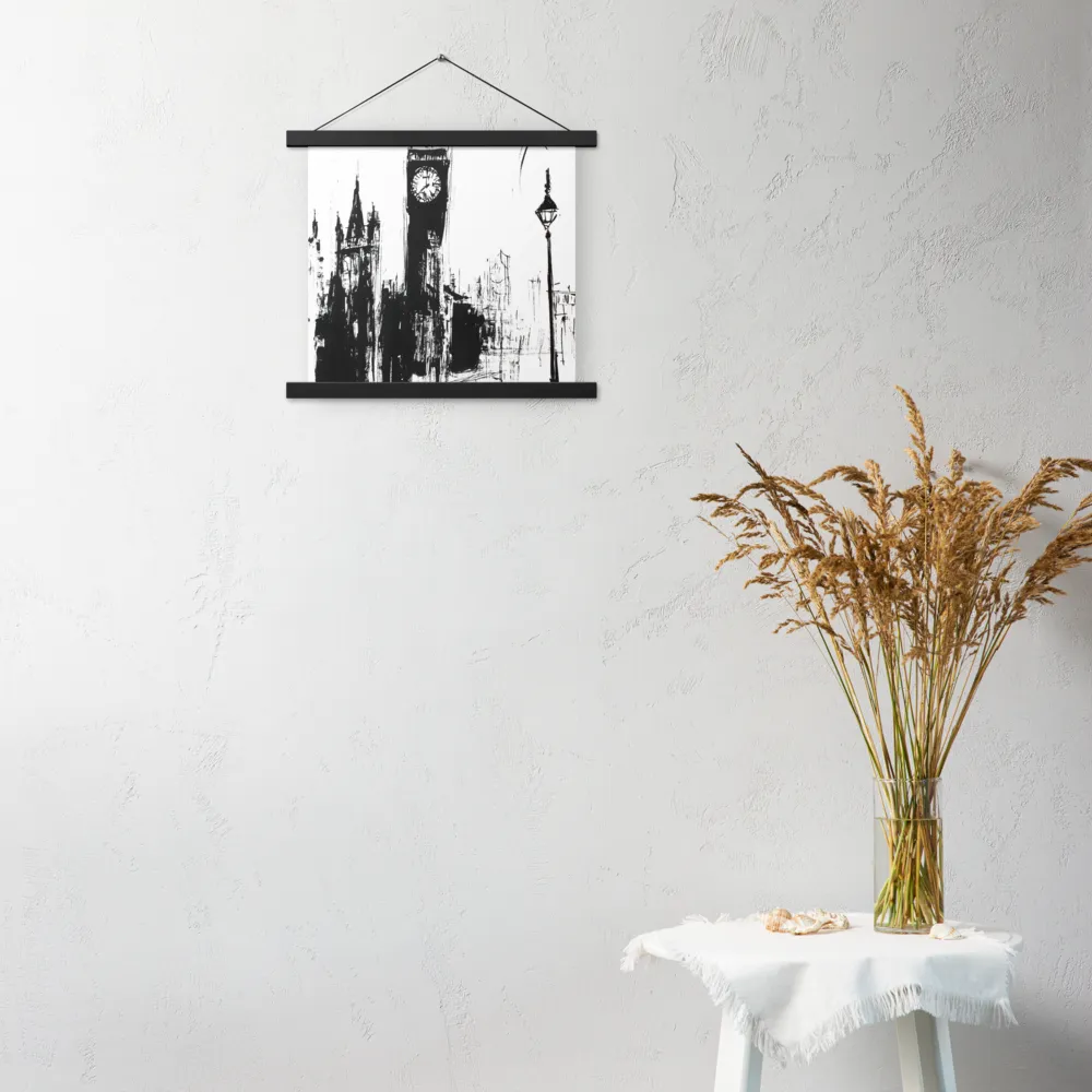 Clock Tower in Motion | Poster With Black Wood Hanger | 14″×14″