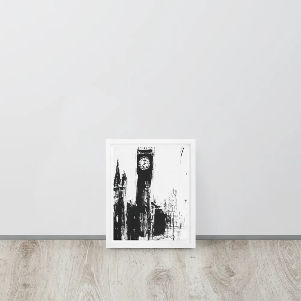Clock Tower in Motion | Canvas with White Frame | 8″×10″