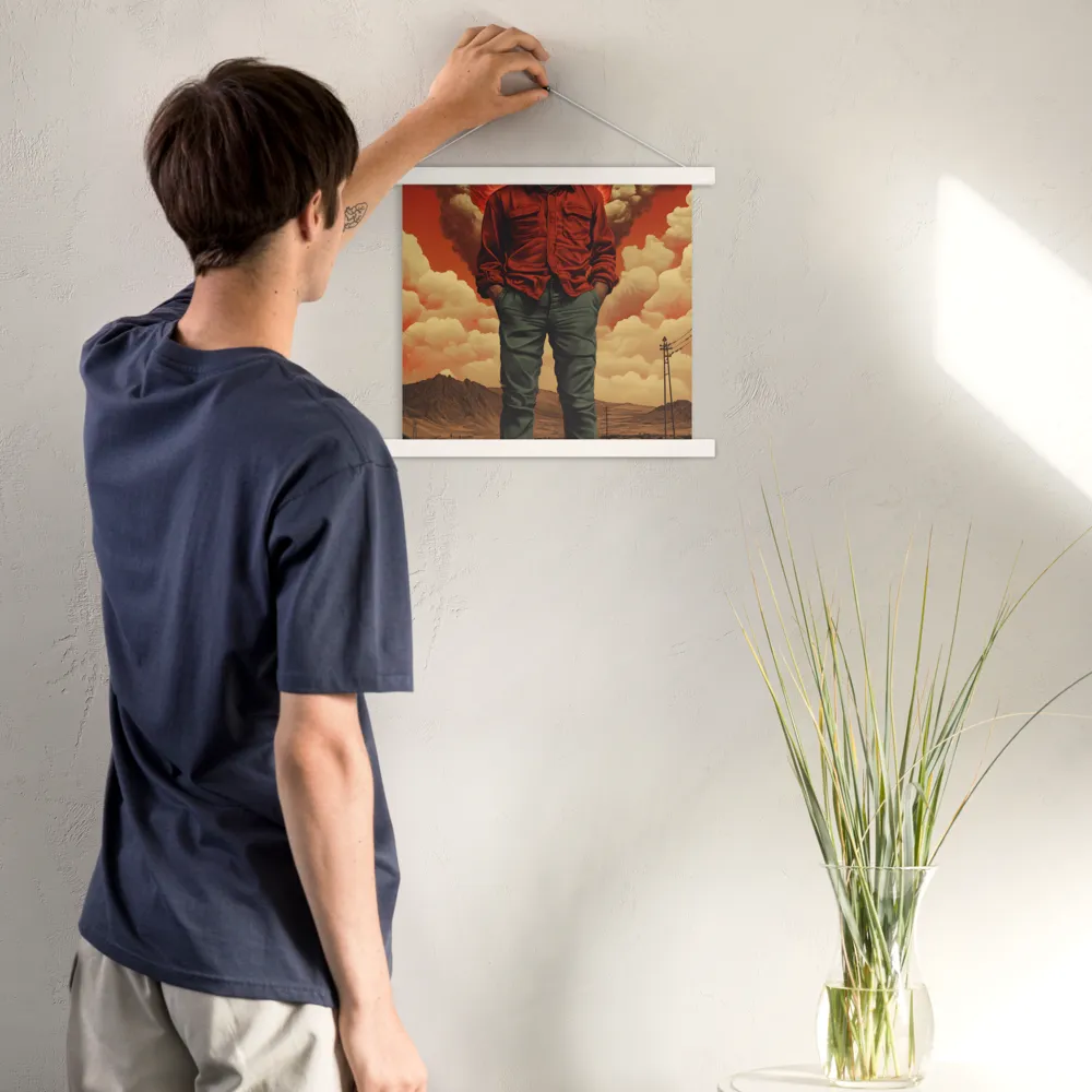 Defiant Spirit in a Surreal Landscape | Poster With White Wood Hanger | 14″×14″