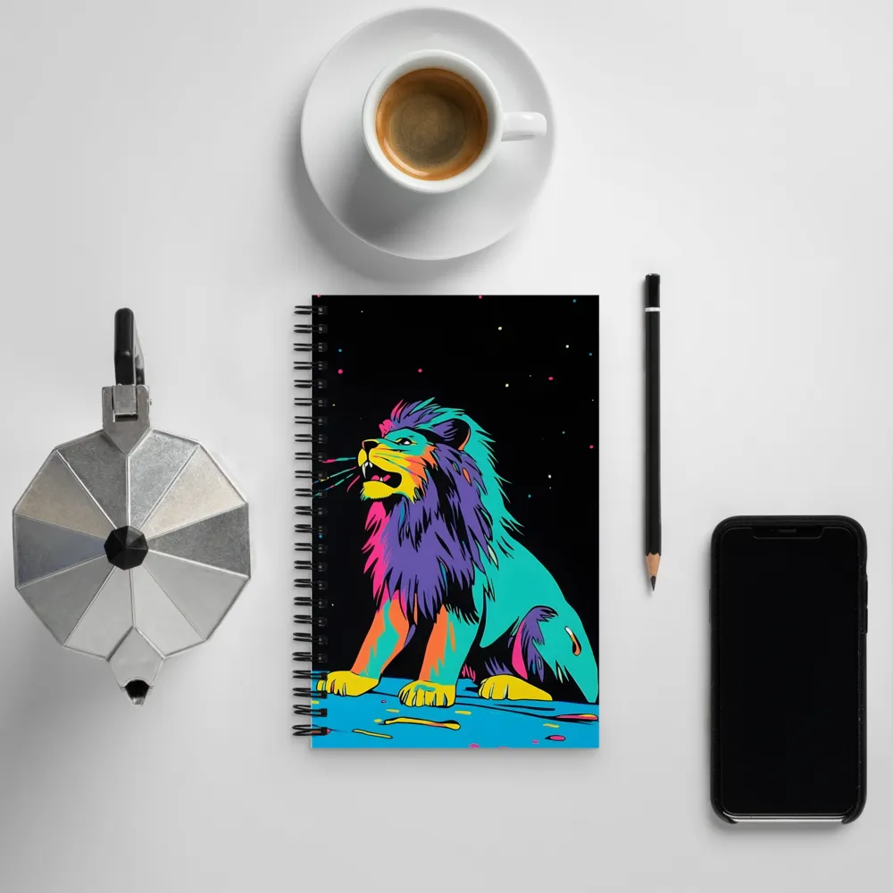 Roaring Colors: The Neon Lion | Spiral Notebook