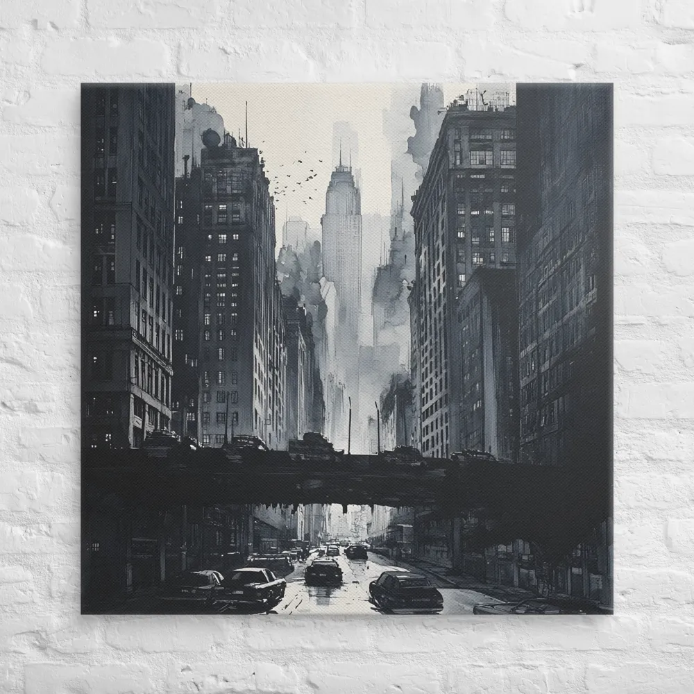 City Whispers: A Monochrome Reflection | Canvas | 36″×36″