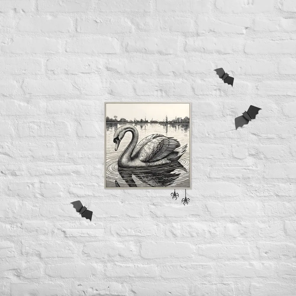 Etched Swan 
 Poster | 16″x 16″