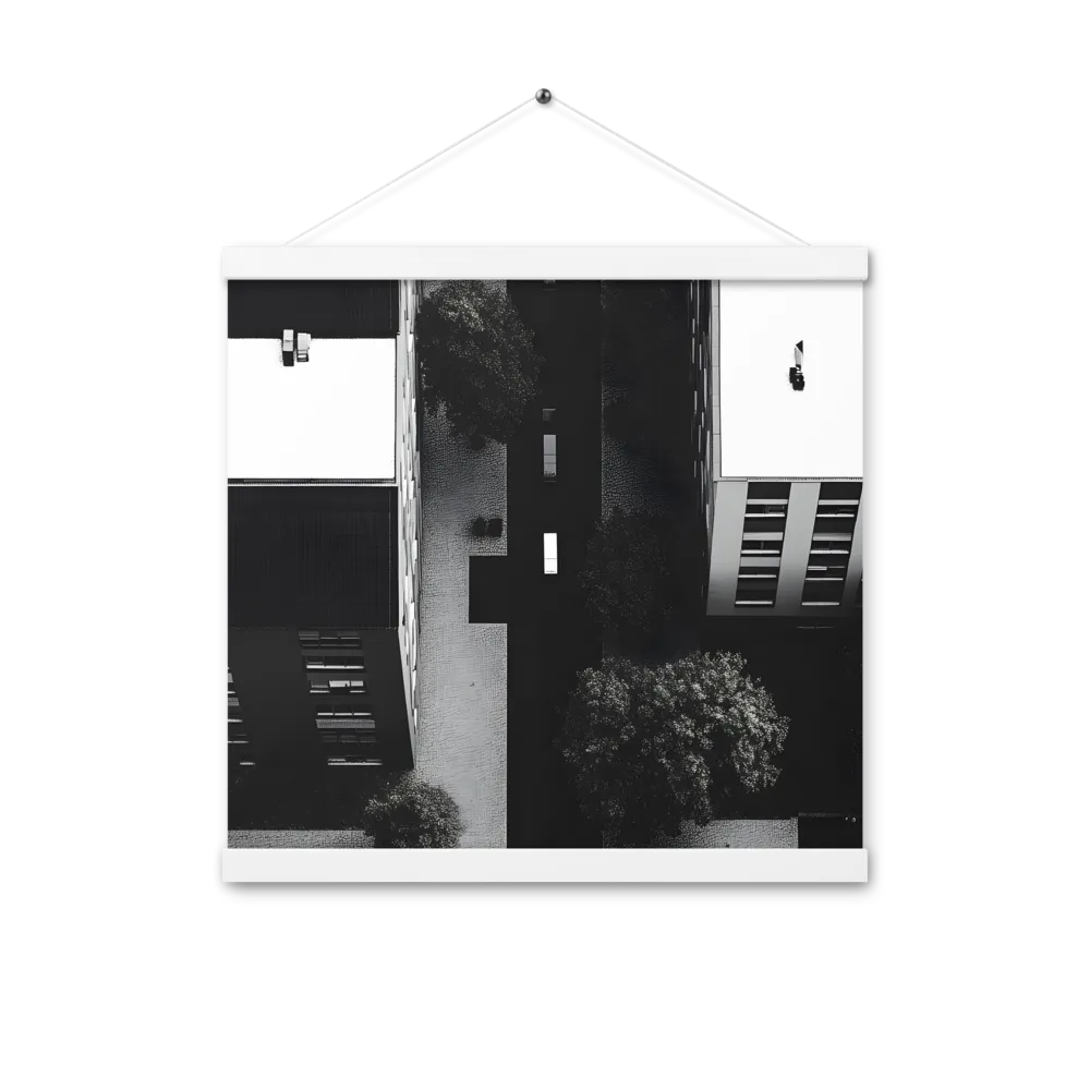 Urban Serenity from Above | Poster With White Wood Hanger | 16″×16″