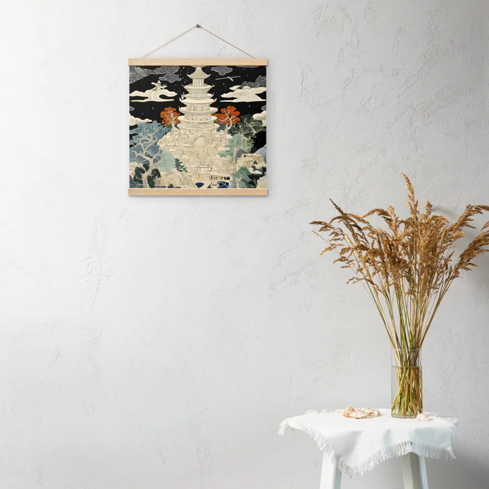 Whispers of the Pagoda | Poster With Oak Wood Hanger | 16″×16″