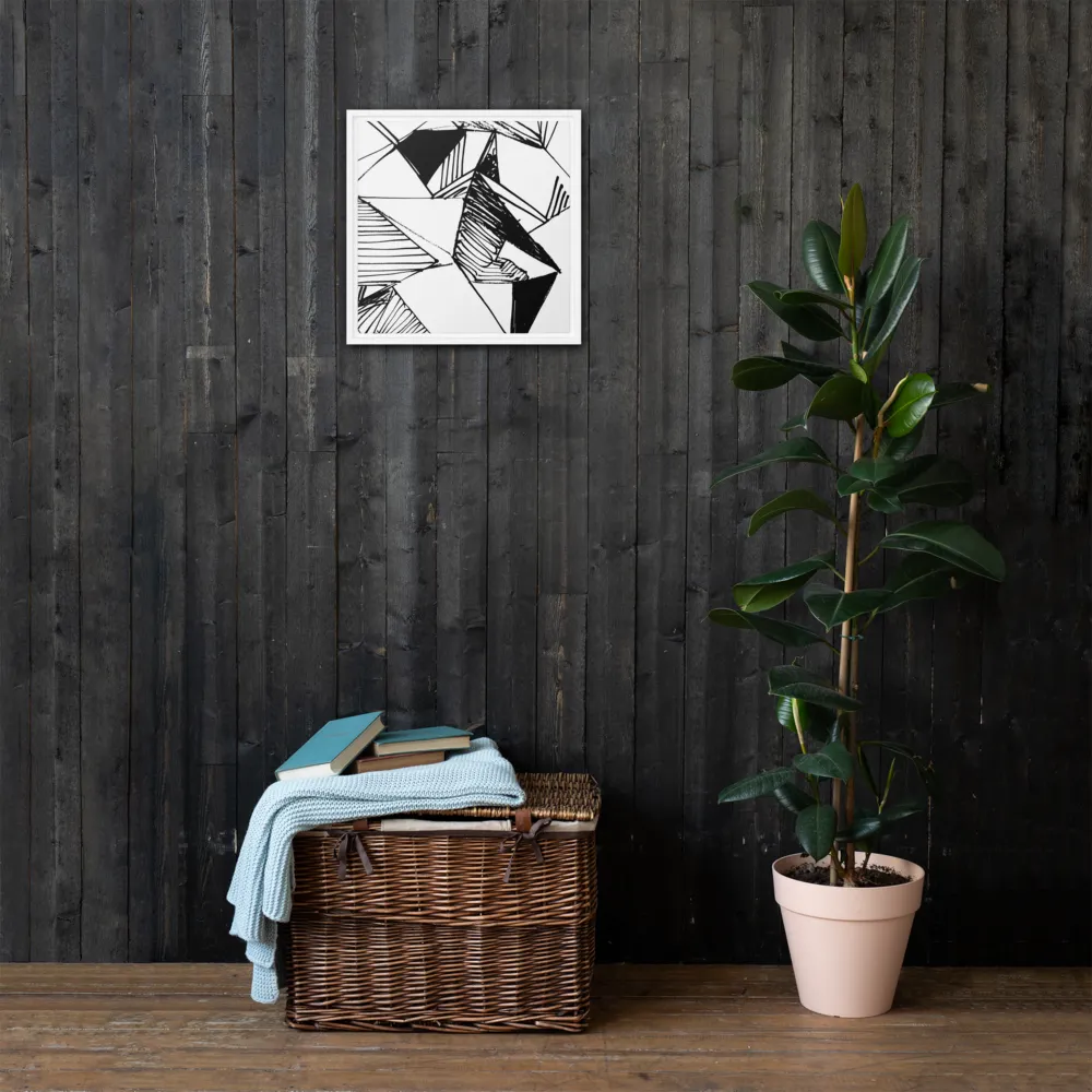 Dynamic Geometry in Ink | Canvas with White Frame | 16″×16″