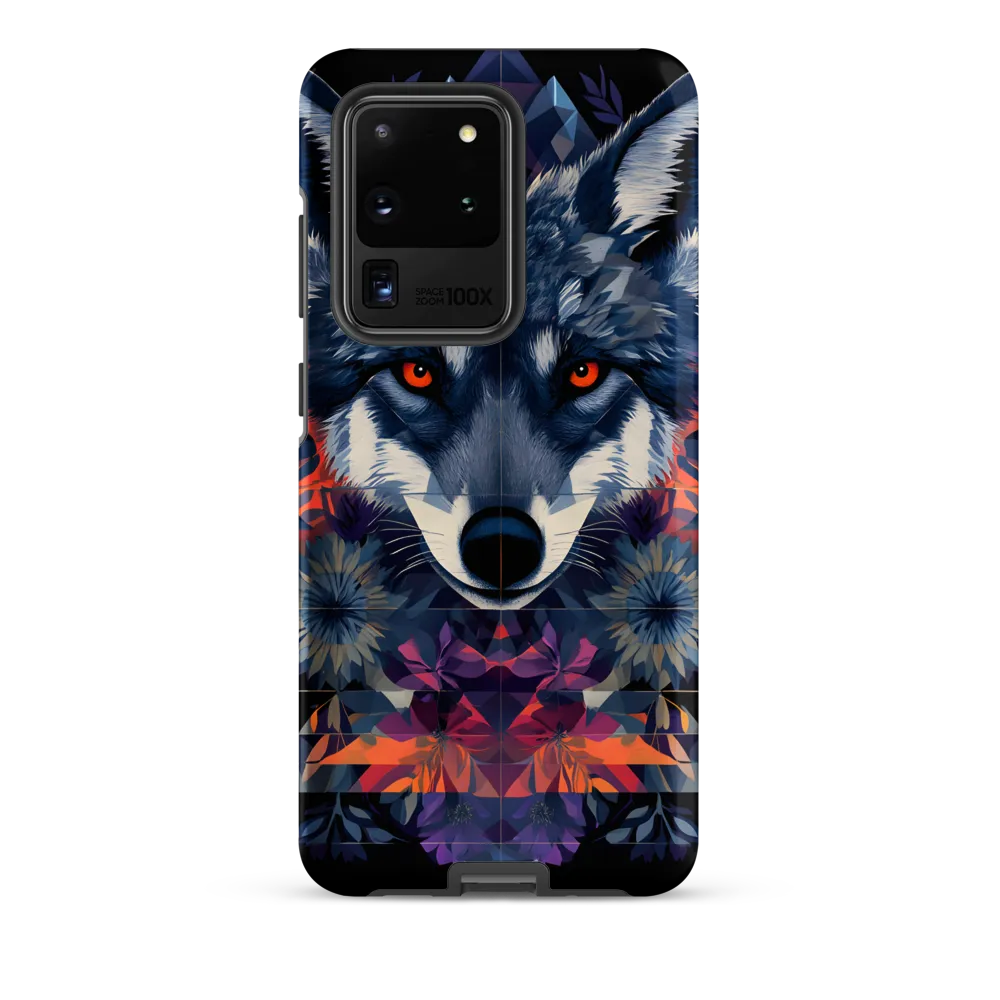 Mystical Wolf Amidst Floral Geometry
