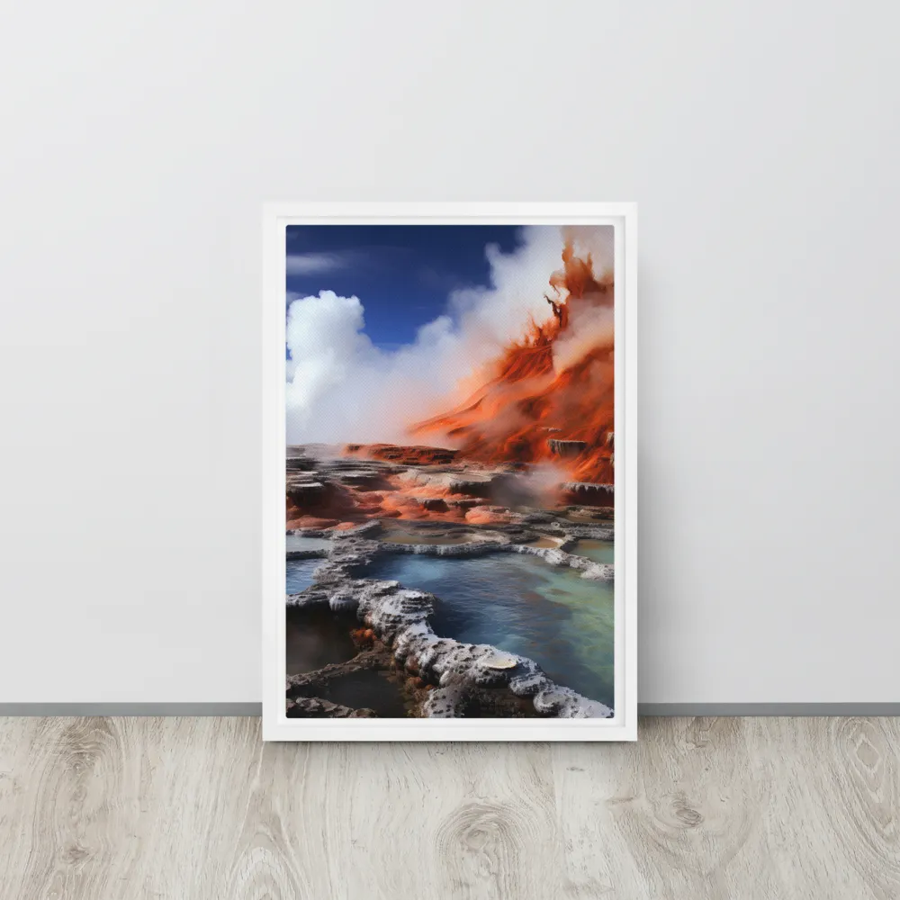 Nature's Fury: The Volcano's Expression | Canvas with White Frame | 12″×18″