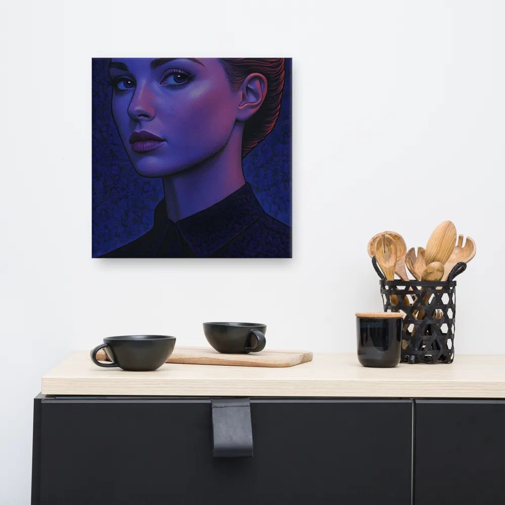 Ethereal Portrait in Blue and Red | Canvas | 16″×16″
