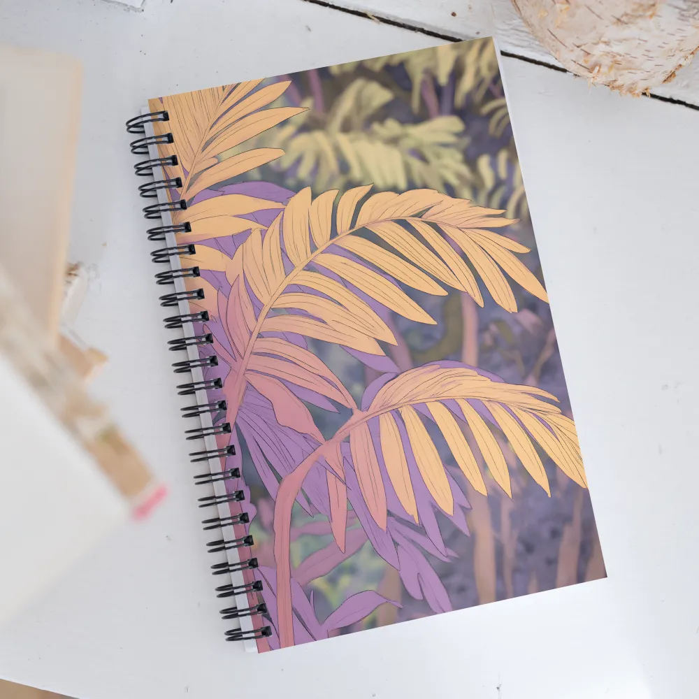 Harmonious Leaves in Digital Twilight | Spiral Notebook