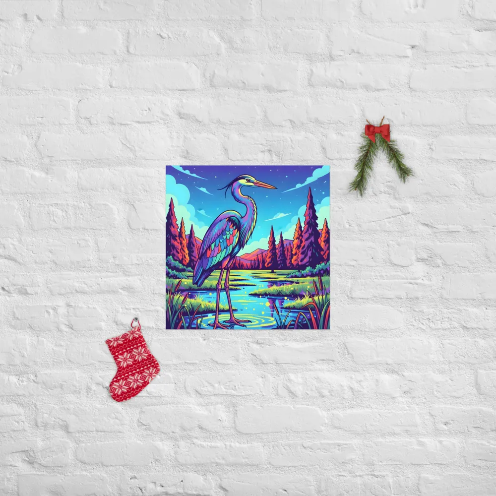 Neon Heron 
 Poster | 18″x 18″