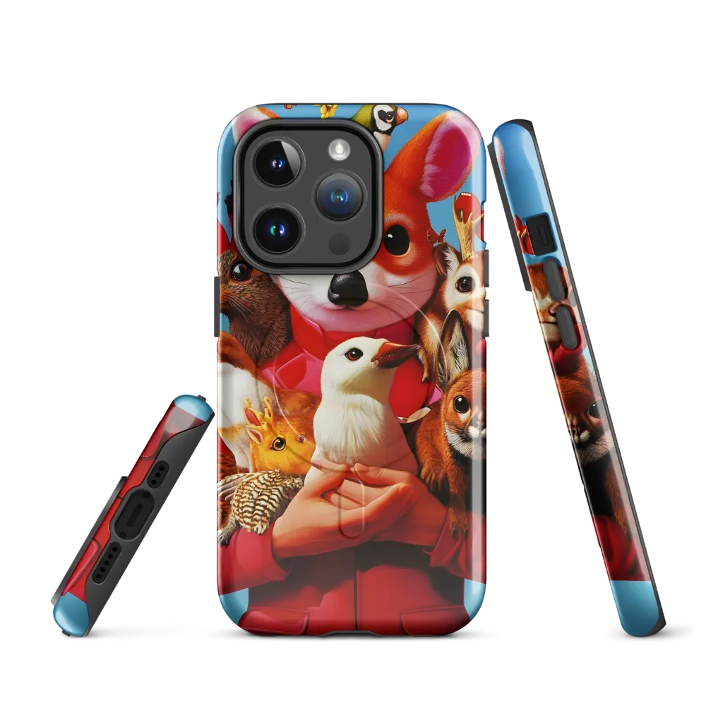 Harmony in Whimsy: A Modern Animal Ensemble | Phone Case |  14 Pro | MagSafe® Tough Case | Glossy