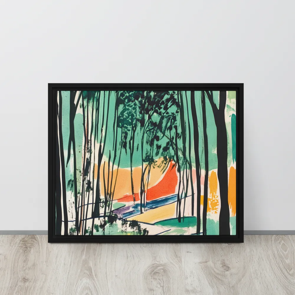 Winding Path Through the Forest | Canvas with Black Frame | 16″×20″
