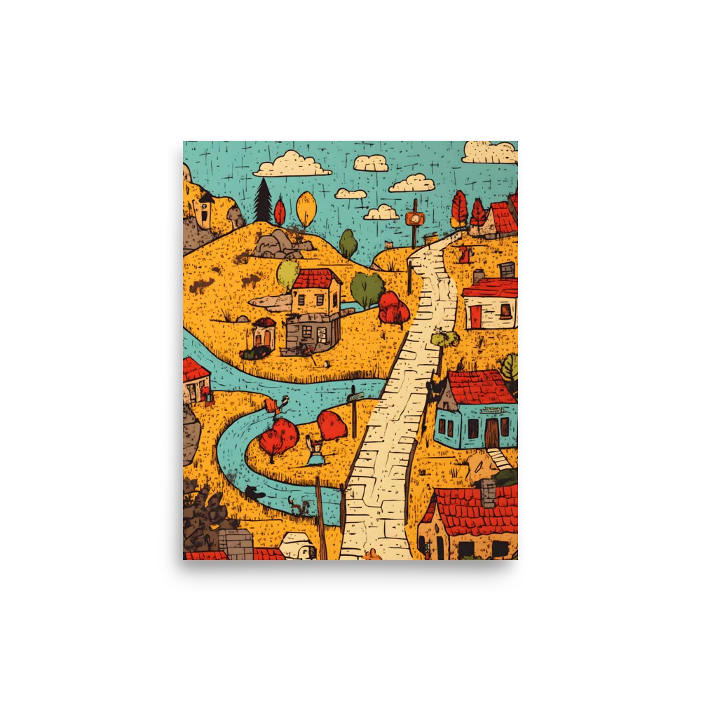 Whimsical Village Landscape | Poster | 8″×10″