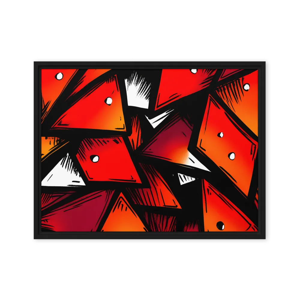 Dynamic Geometry of Red and Orange | Canvas with Black Frame | 18″×24″