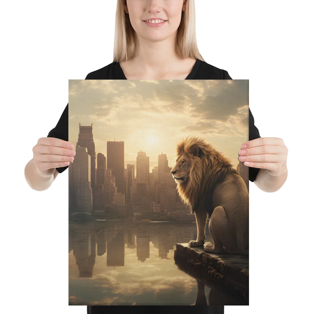 The Lion's Gaze Over the Urban Symphony