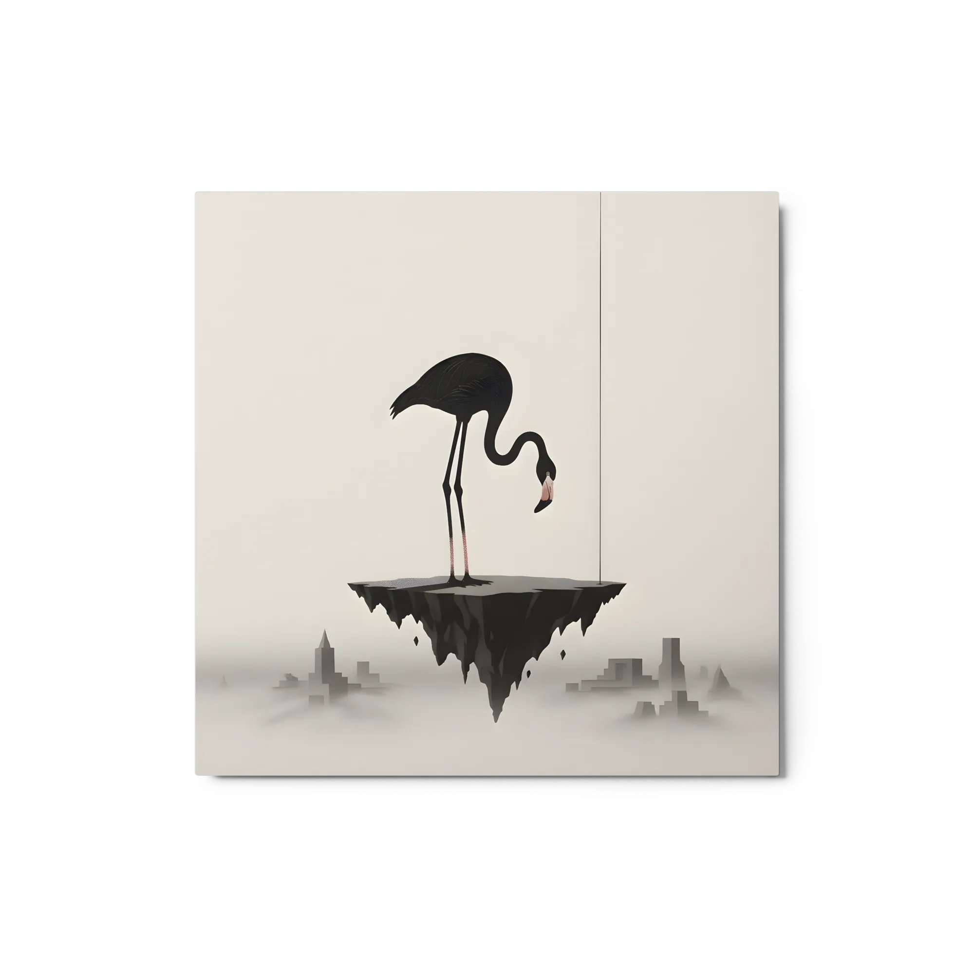 Floating Flamingo 
 Metal Print | 12″x 12″