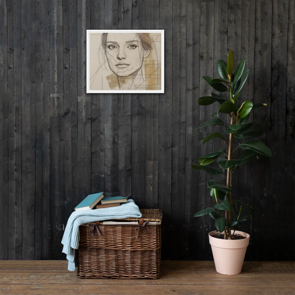 Geometric Elegance: A Modern Portrait | Canvas with White Frame | 16″×20″