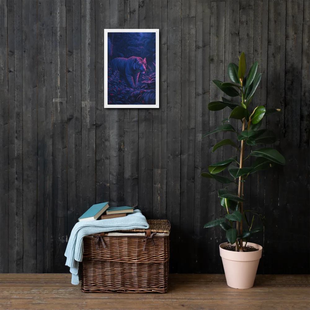 Mystic Prowler: The White Tiger in the Jungle | Canvas with White Frame | 12″×18″