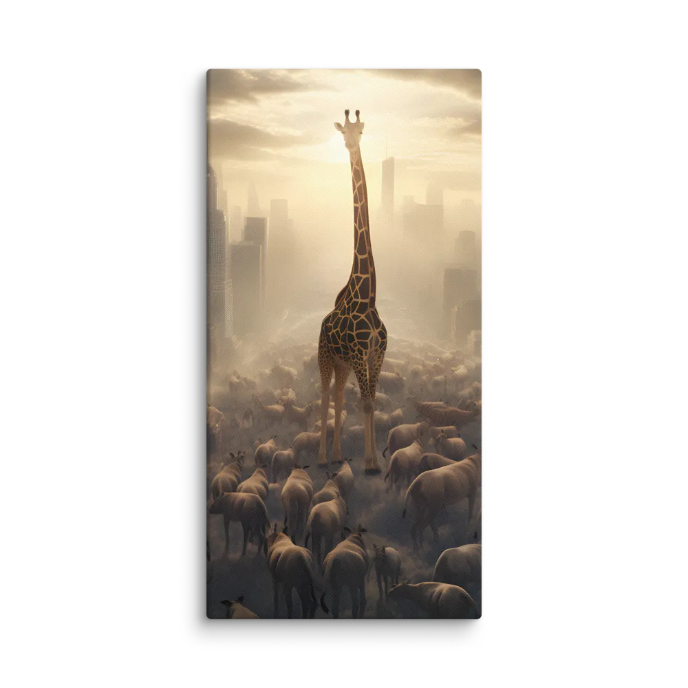 Urban Serengeti: A Giraffe's Perspective | Canvas | 10″×20″