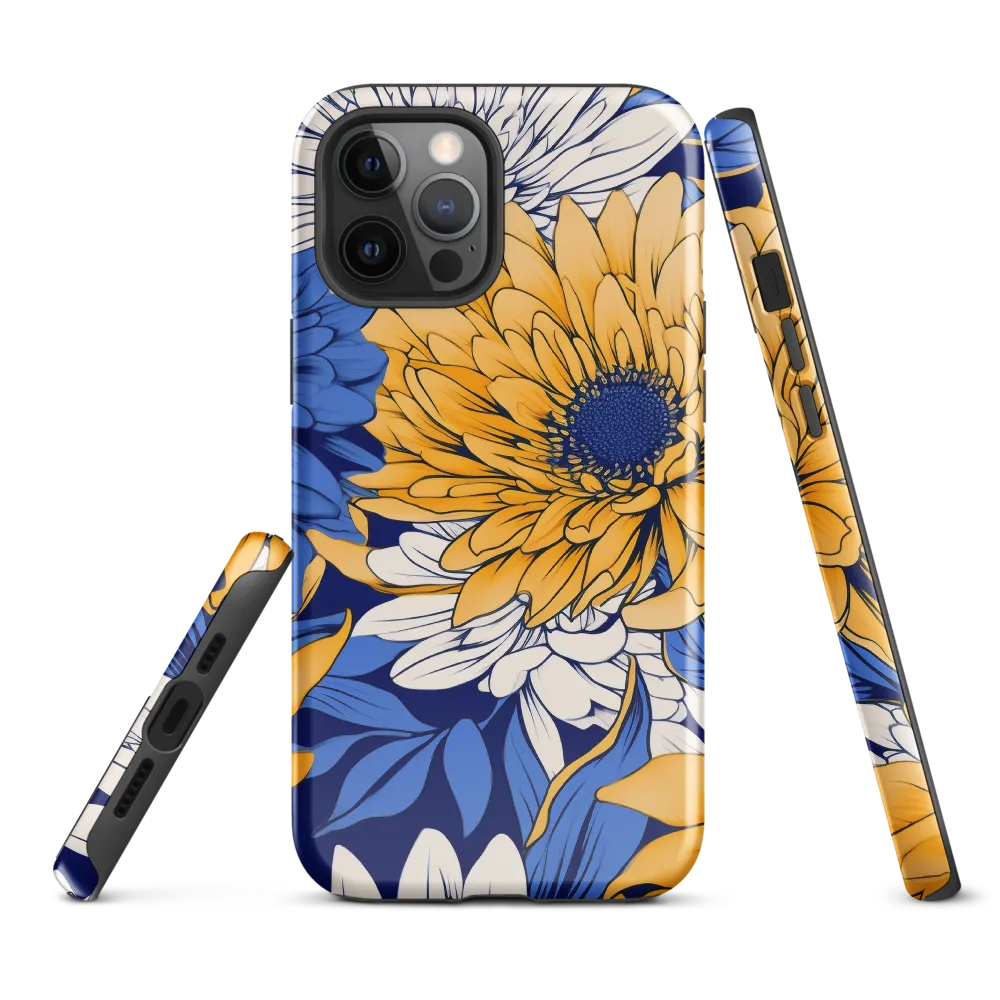 Floral Harmony in Blue and Yellow