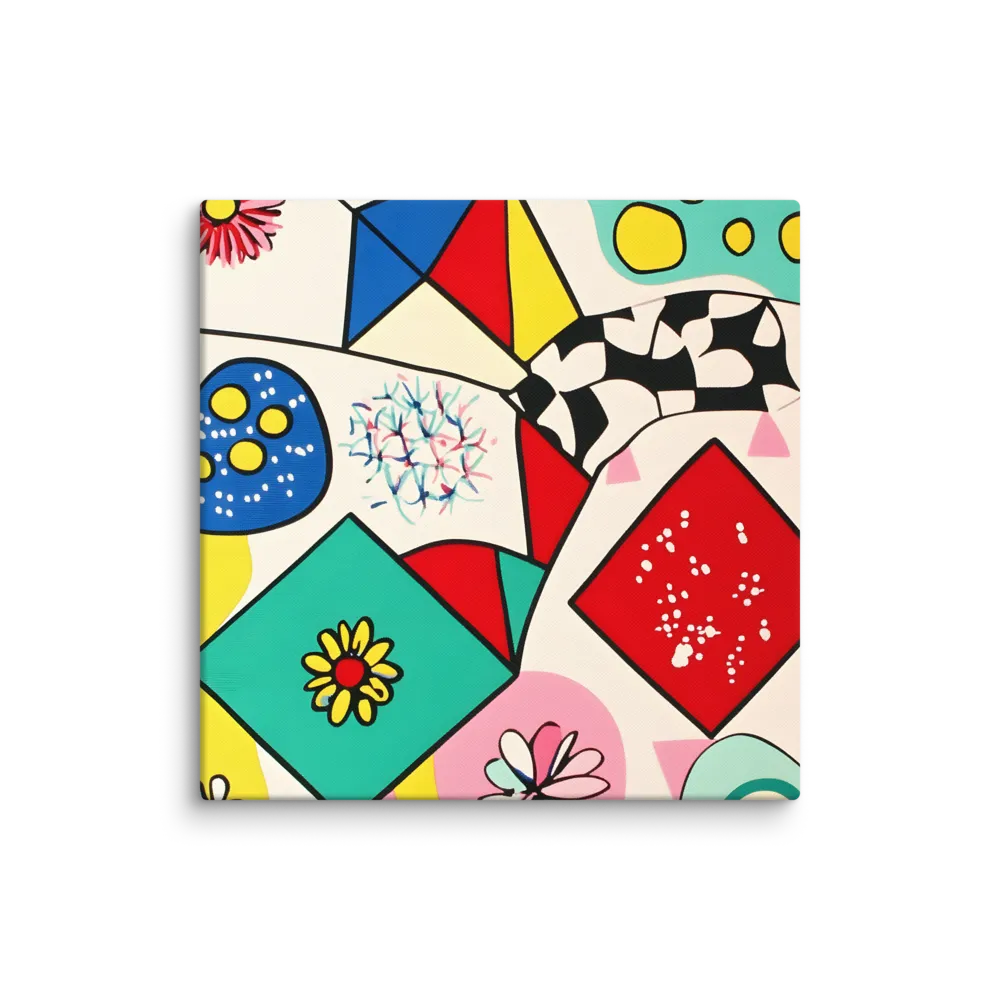 Joyful Geometry: A Playful Dance of Shapes and Colors | Canvas | 37″×37″