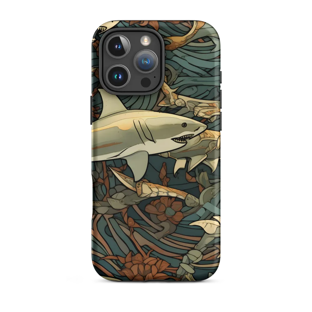 Dynamic Harmony of Sharks and Flora | Phone Case |  16 Pro Max | Tough Case | Matte