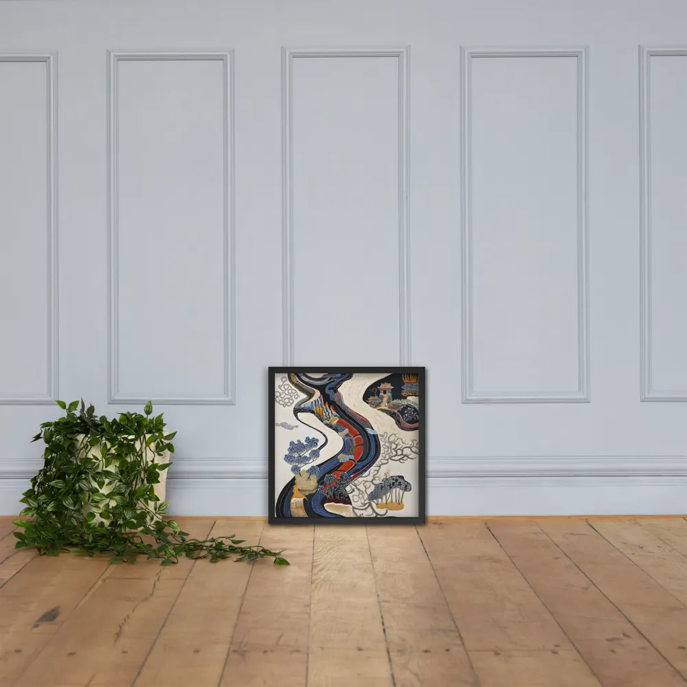Flow of Tranquility | Poster with Black Frame | 18″×18″