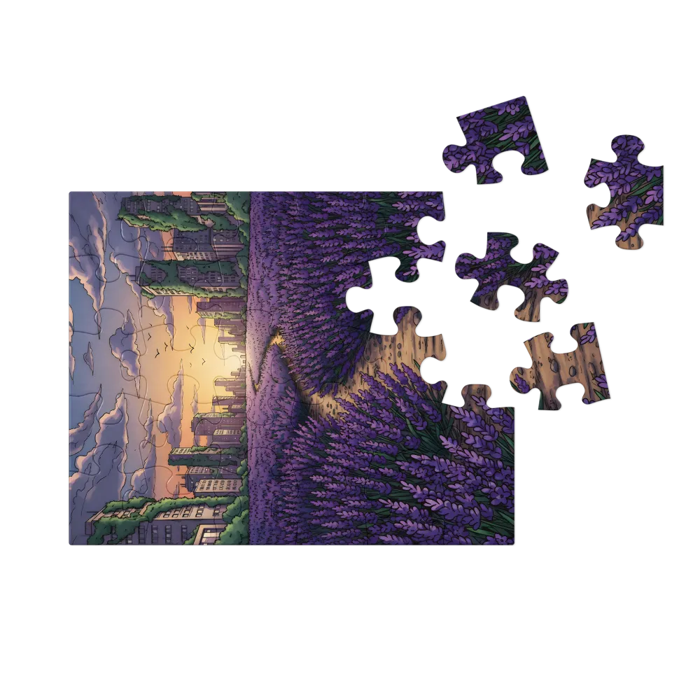 Lavender Path at Dusk 
 Jigsaw Puzzle in Tin Box