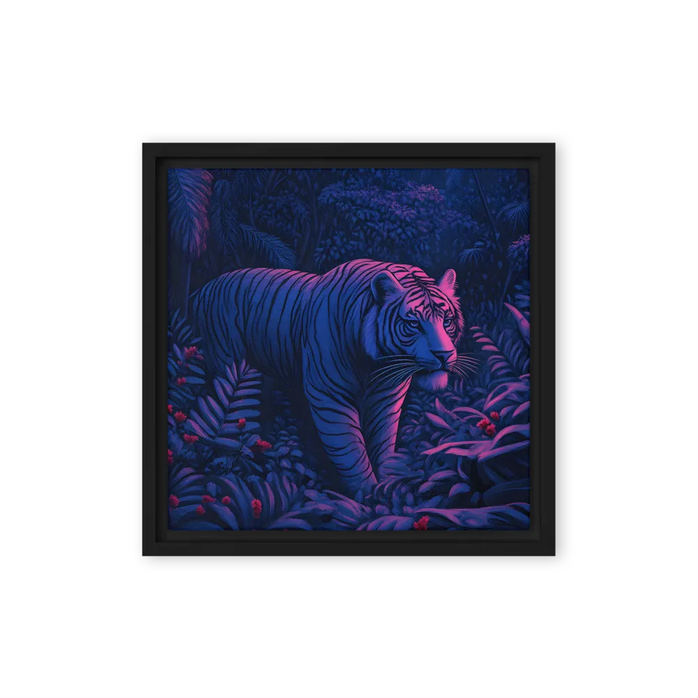 Mystic Prowler: The White Tiger in the Jungle | Canvas with Black Frame | 12″×12″