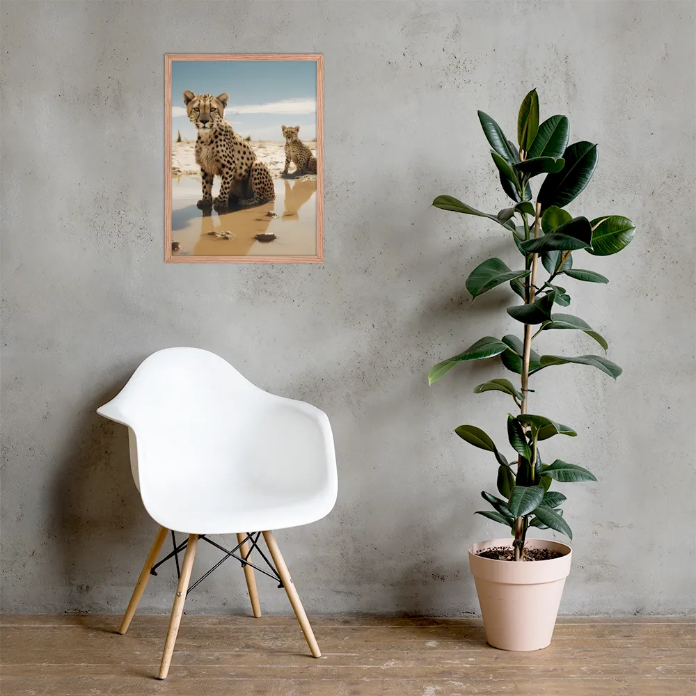 Silent Watchers of the Savanna | Poster with Red oak Frame | 18″×24″