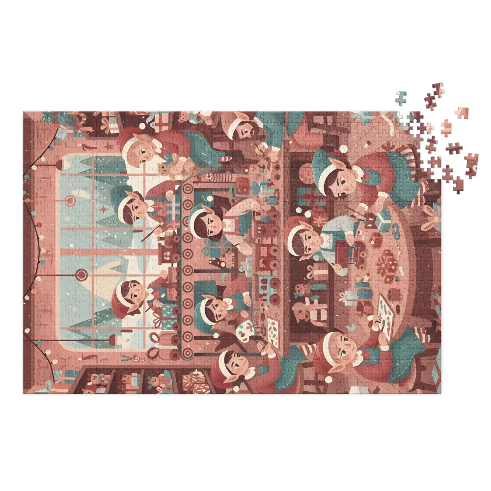 Santa's Workshop Elves 
 Jigsaw Puzzle in Tin Box