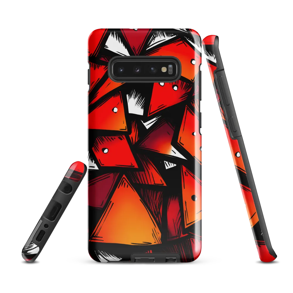 Dynamic Geometry of Red and Orange | Phone Case |  S10 Plus | Tough Case | Glossy