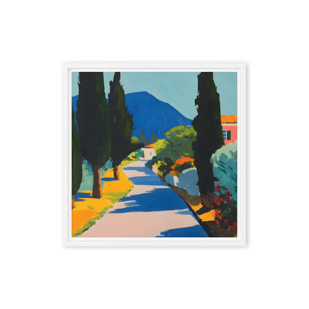 Sunlit Cypress Lane 
 Canvas with White Frame