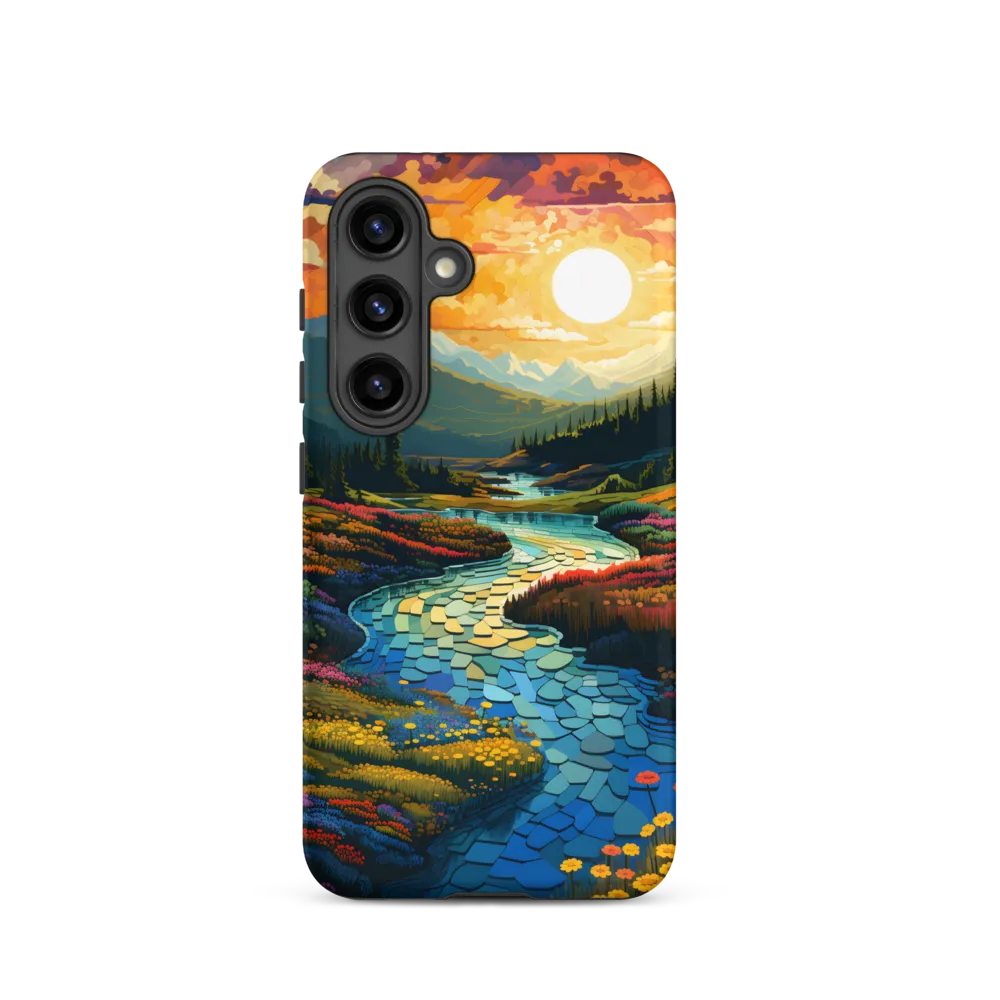 Serenity in Sunset: A Winding River's Embrace