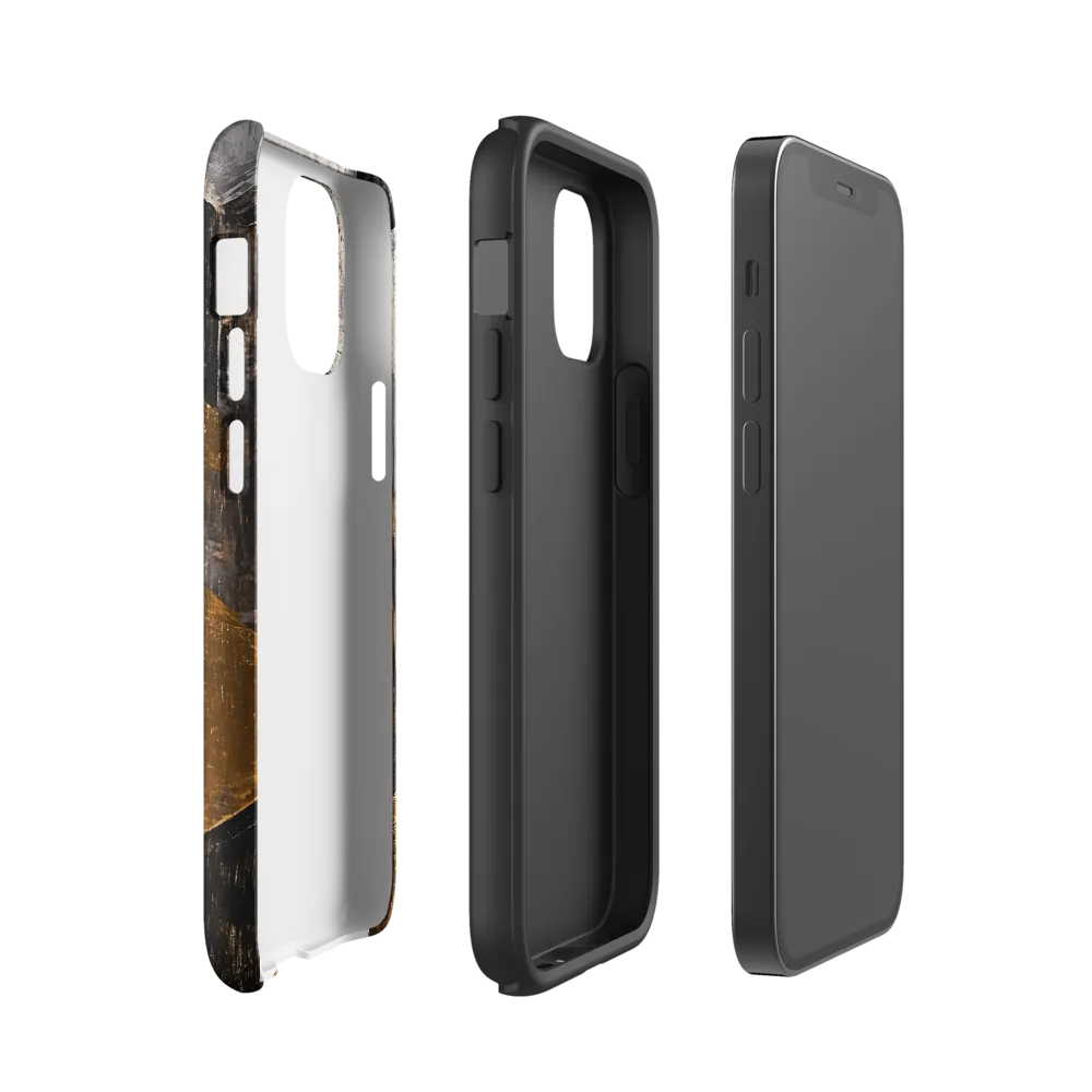 Geometric Harmony in Gold and Black | Phone Case |  12 mini | Tough Case | Glossy