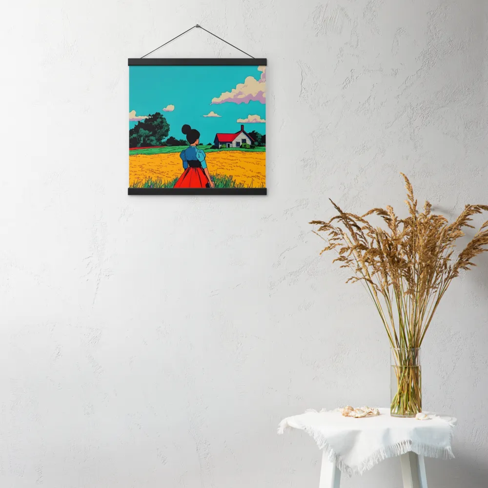 Whispers of a Sunlit Meadow | Poster With Black Wood Hanger | 16″×16″