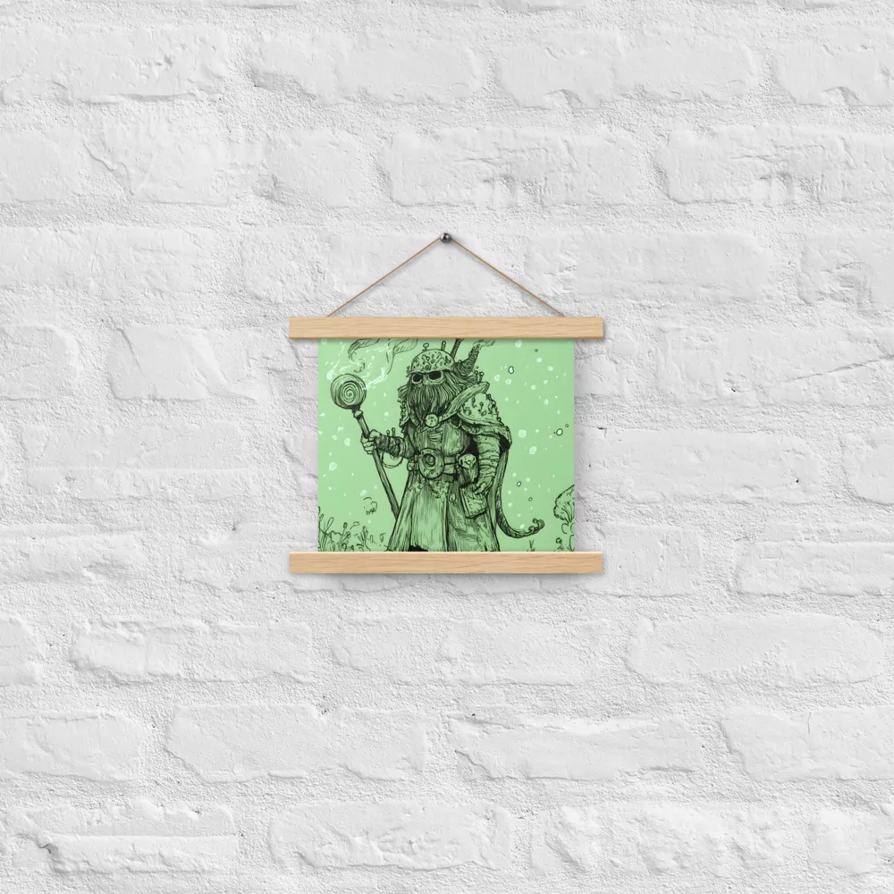 The Enigmatic Wizard | Poster With Oak Wood Hanger | 10″×10″