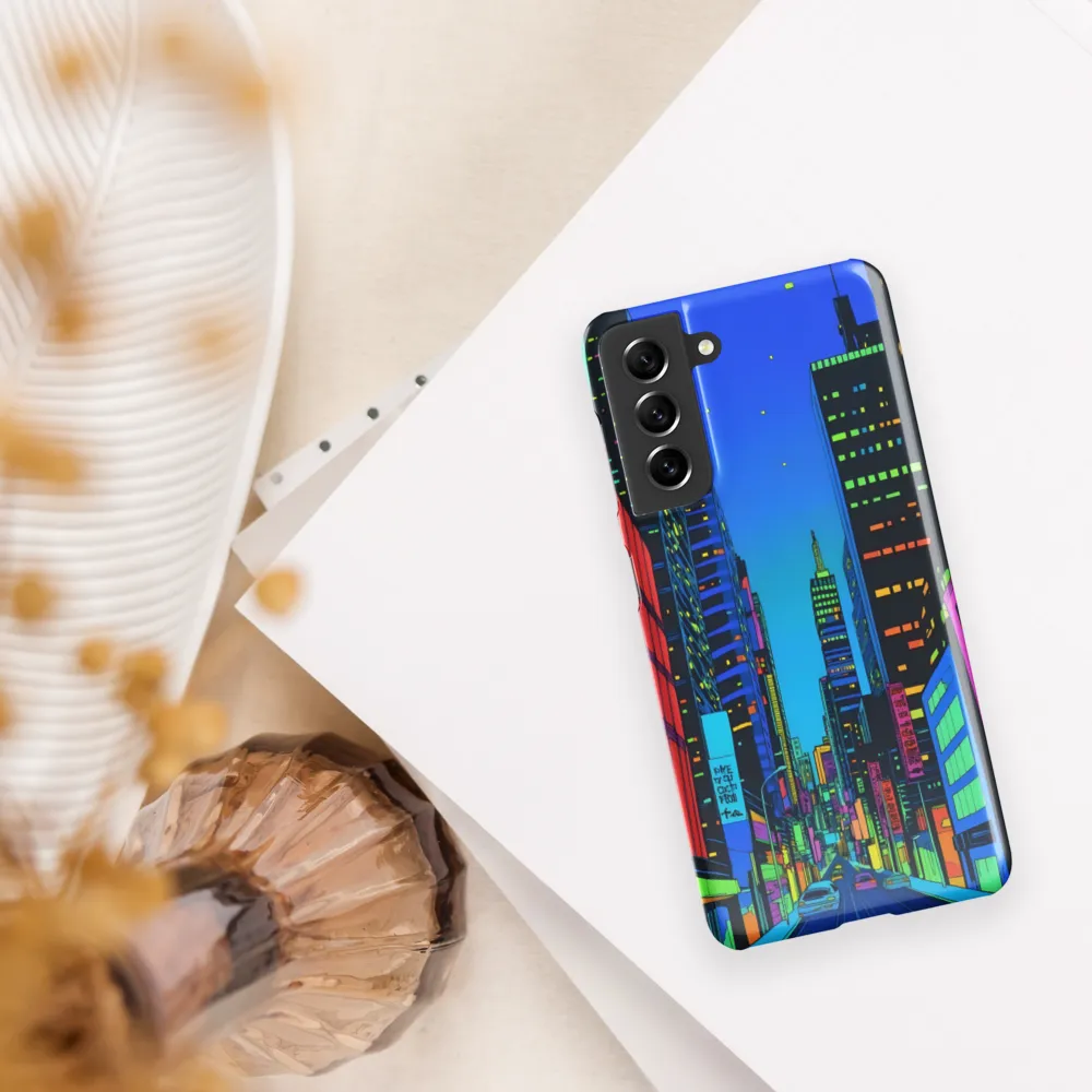 Neon Dreamscape: A Futuristic City at Dusk | Phone Case |  S21 | Snap Case | Glossy